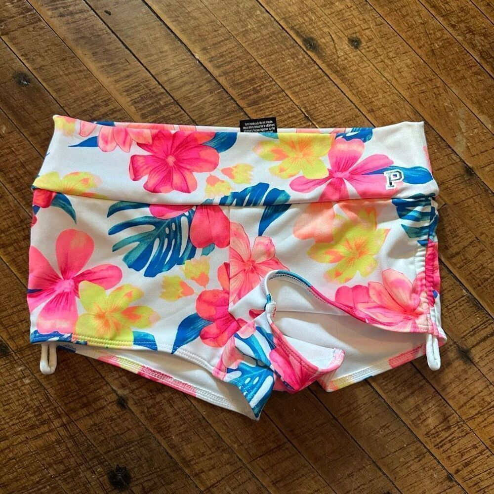 Victoria’s Secret tropical colorful ruched tie side XS swim shorts